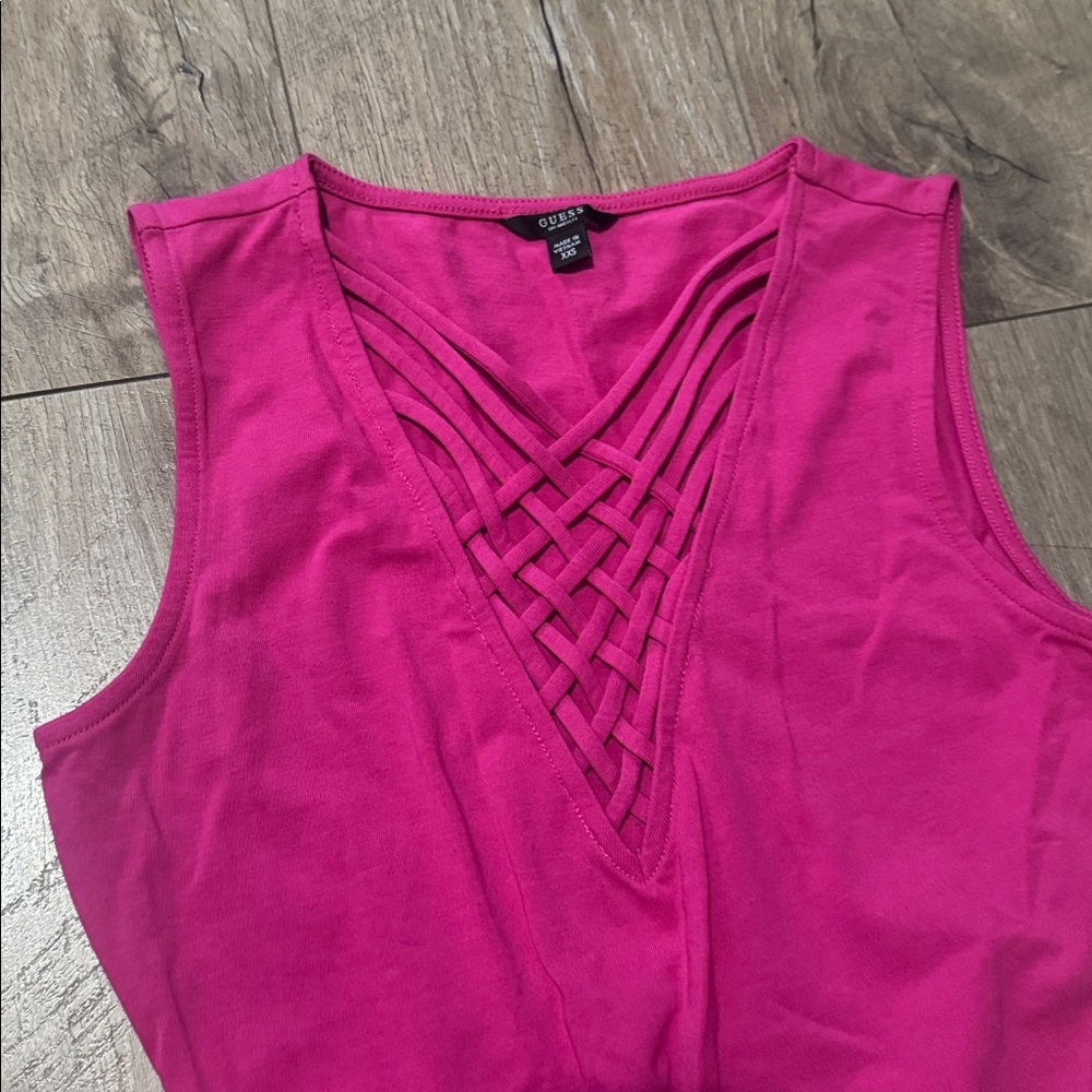 Guess Fuchsia Sleeveless Bodysuit